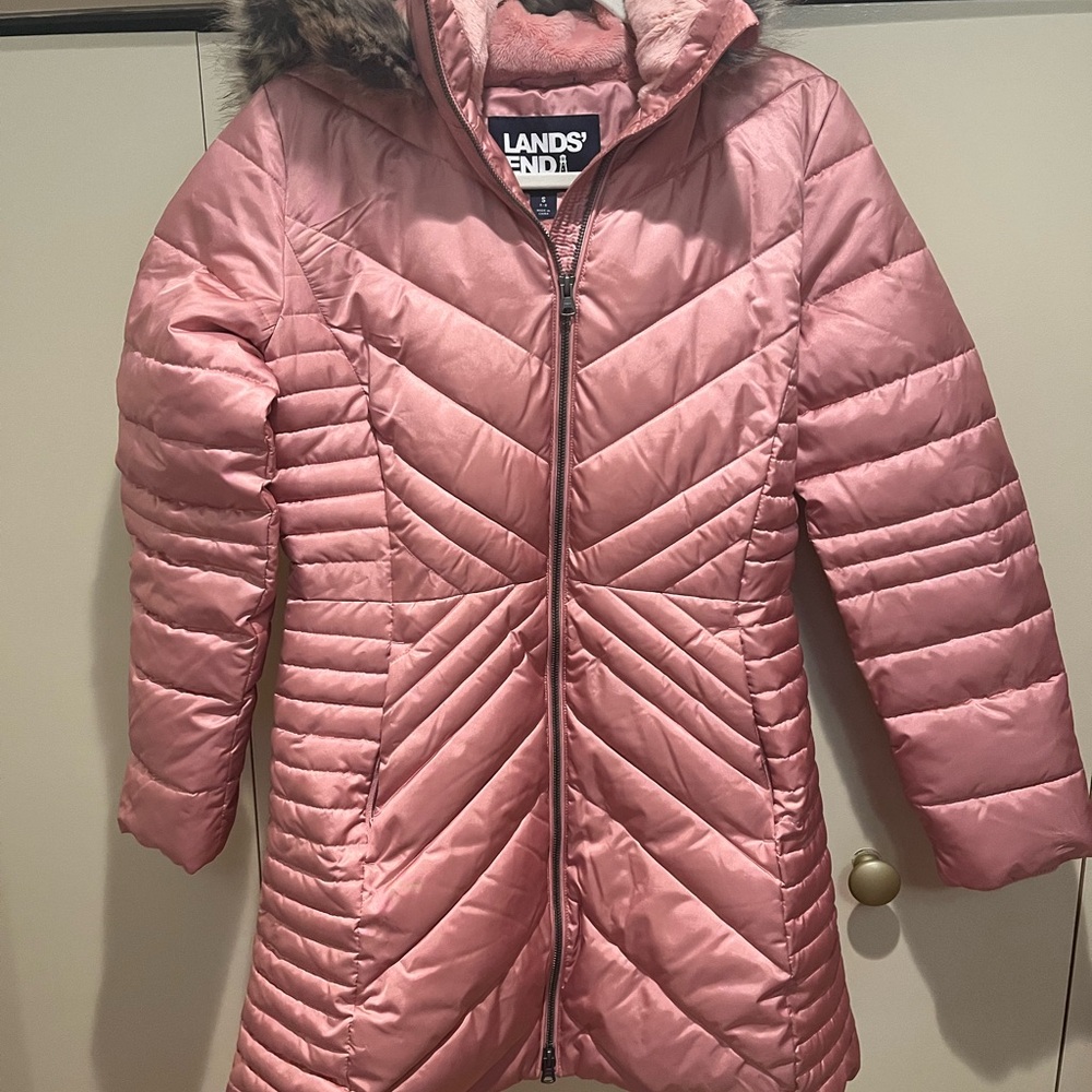 Lands' End Pink Fur-Lined Jacket